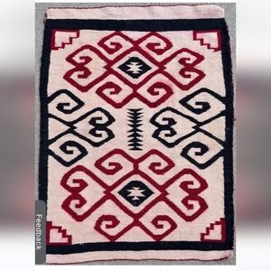 Southwest native American hand woven‎ red and black Navajo rug c.1930's